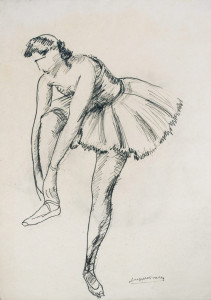 Balletdanseres / Ballet Dancer potlood en Oostindische inkt, gesigneerd rechts onder pencil and Indian ink, signed lower right 62 x 45 cm