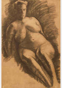 Groot naakt / Large Nude houtskool, gesigneerd midden onder charcoal, signed lower center 109 x 75 cm