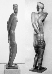Jonge vrouw 1930, limbahout uit Kongo, 167 x 39,5 x 35 cm